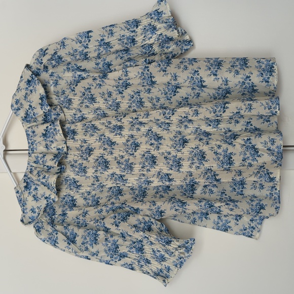 🆕 Doen Henri Floral Ruffle Blouse IN BLEU ROSIER FLORAL Small - Picture 7 of 7